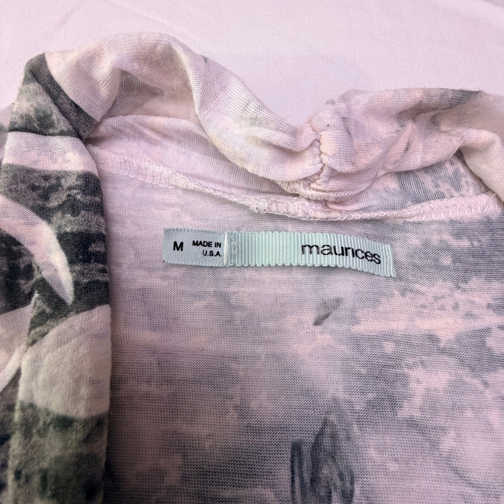 Maurices‎ Girls Grey White Abstract Print Sleeveless Open Front Cardigan Vest M - Picture 4 of 7